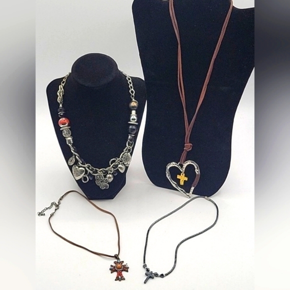 Vintage Religious Cross Necklaces Lot 4 Total - Picture 1 of 9